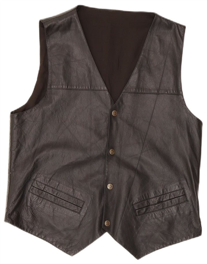 gilet en cuir homme vintage noir moyen