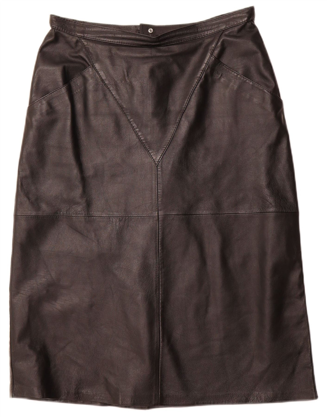 VINTAGE Jupe en cuir femme IT 44 Medium W32 Noir