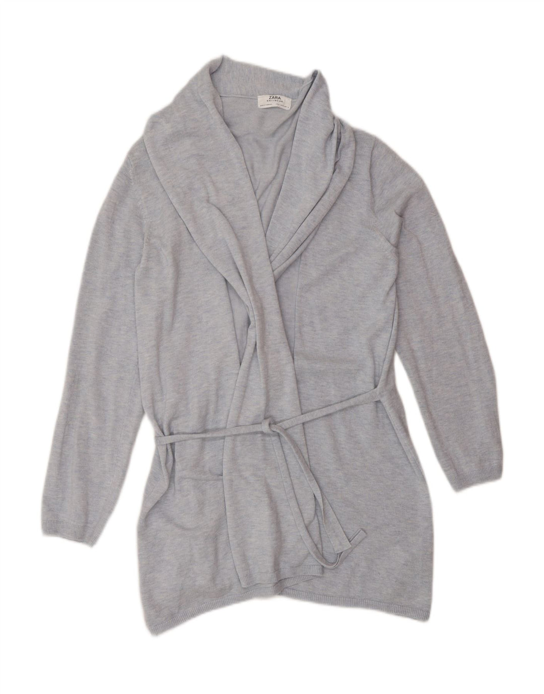 Zara Cardigan long pour femme en viscose bleu moyen UK 44