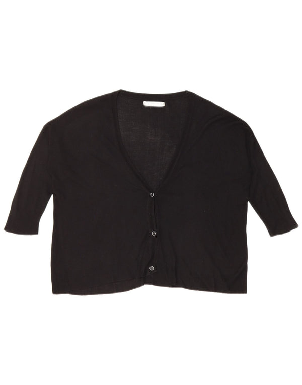Zara Pull boléro surdimensionné à manches 1/2 pour femme UK 10 Small Noir