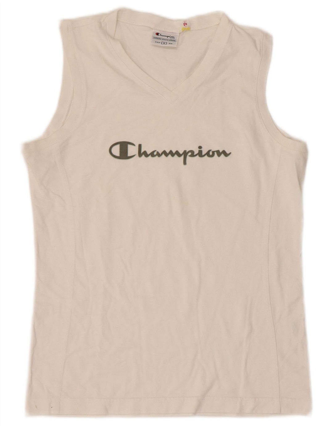 Champion Débardeur Graphique Femme UK 12 Coton Blanc Moyen
