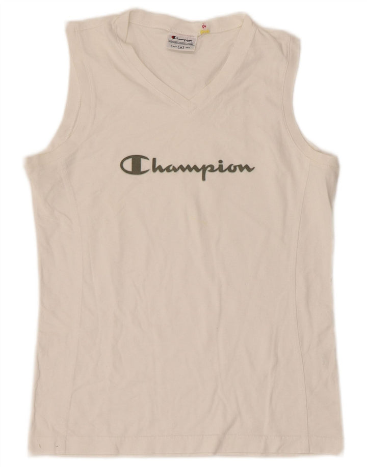 Champion Débardeur Graphique Femme UK 12 Coton Blanc Moyen