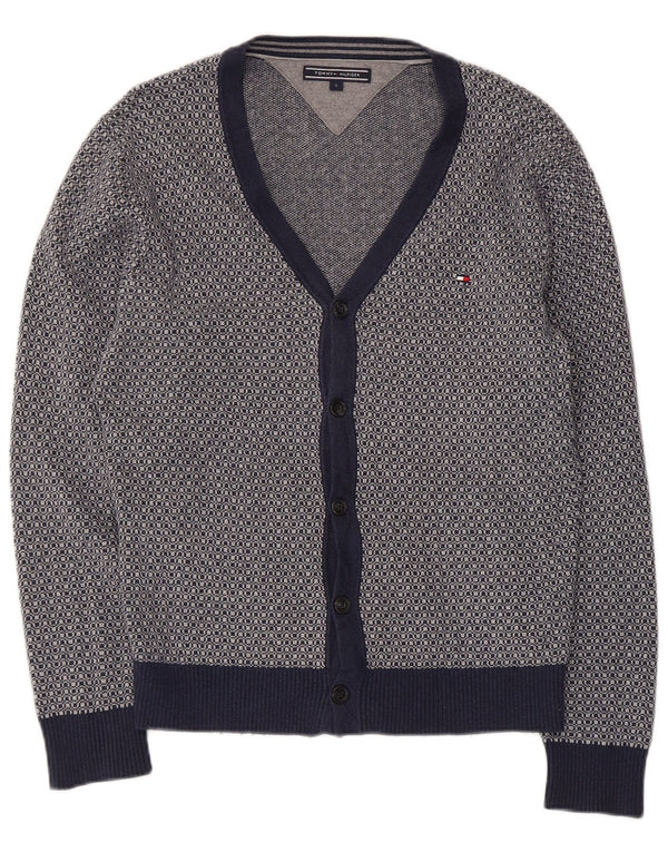 Tommy Hilfiger Pull cardigan pour femme UK 10 Petit coton à pois bleu marine
