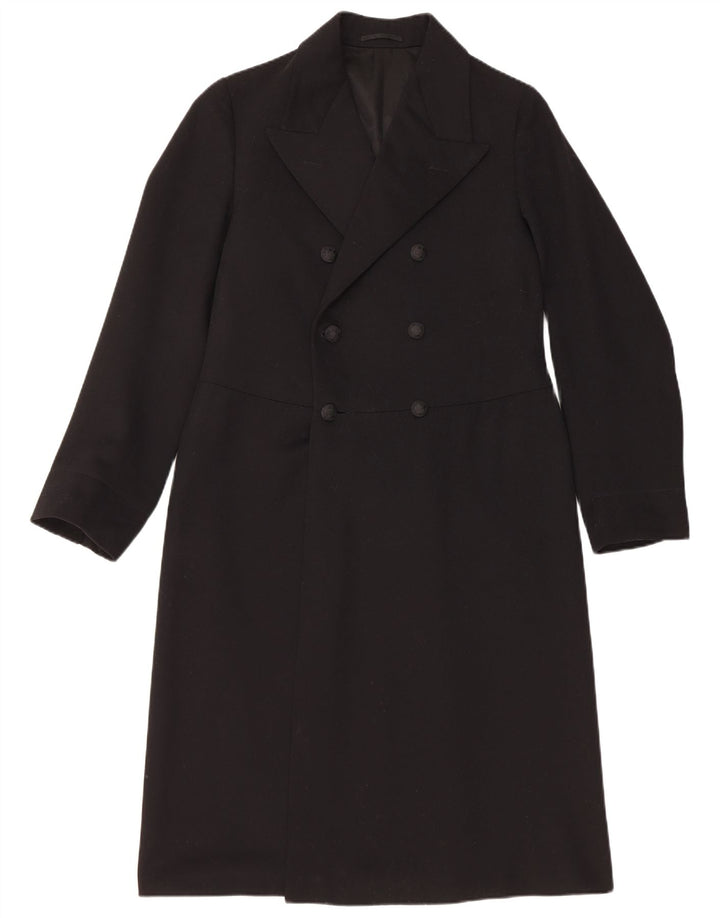 vintage Homme Double Breasted Manteau UK 34 XS Noir