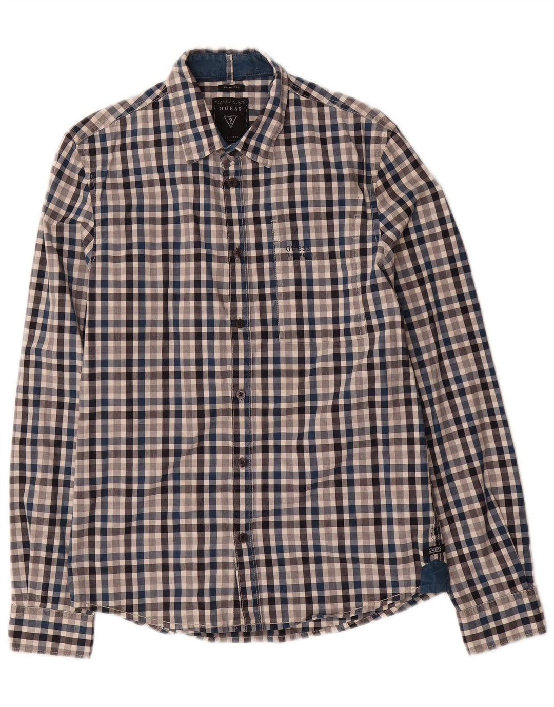 Guess Chemise Slim Fit Homme Petit Coton Vichy Multicolore