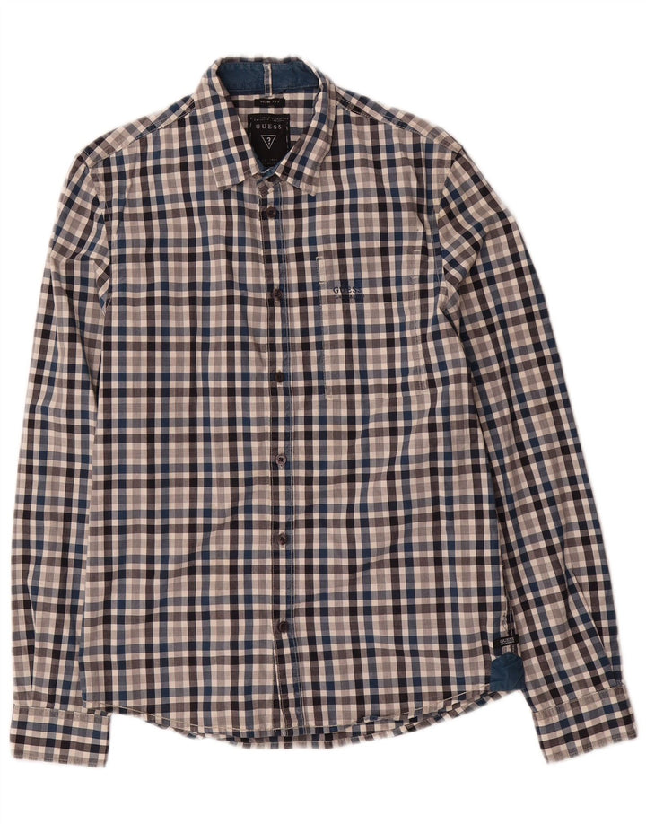 Guess Chemise Slim Fit Homme Petit Coton Vichy Multicolore