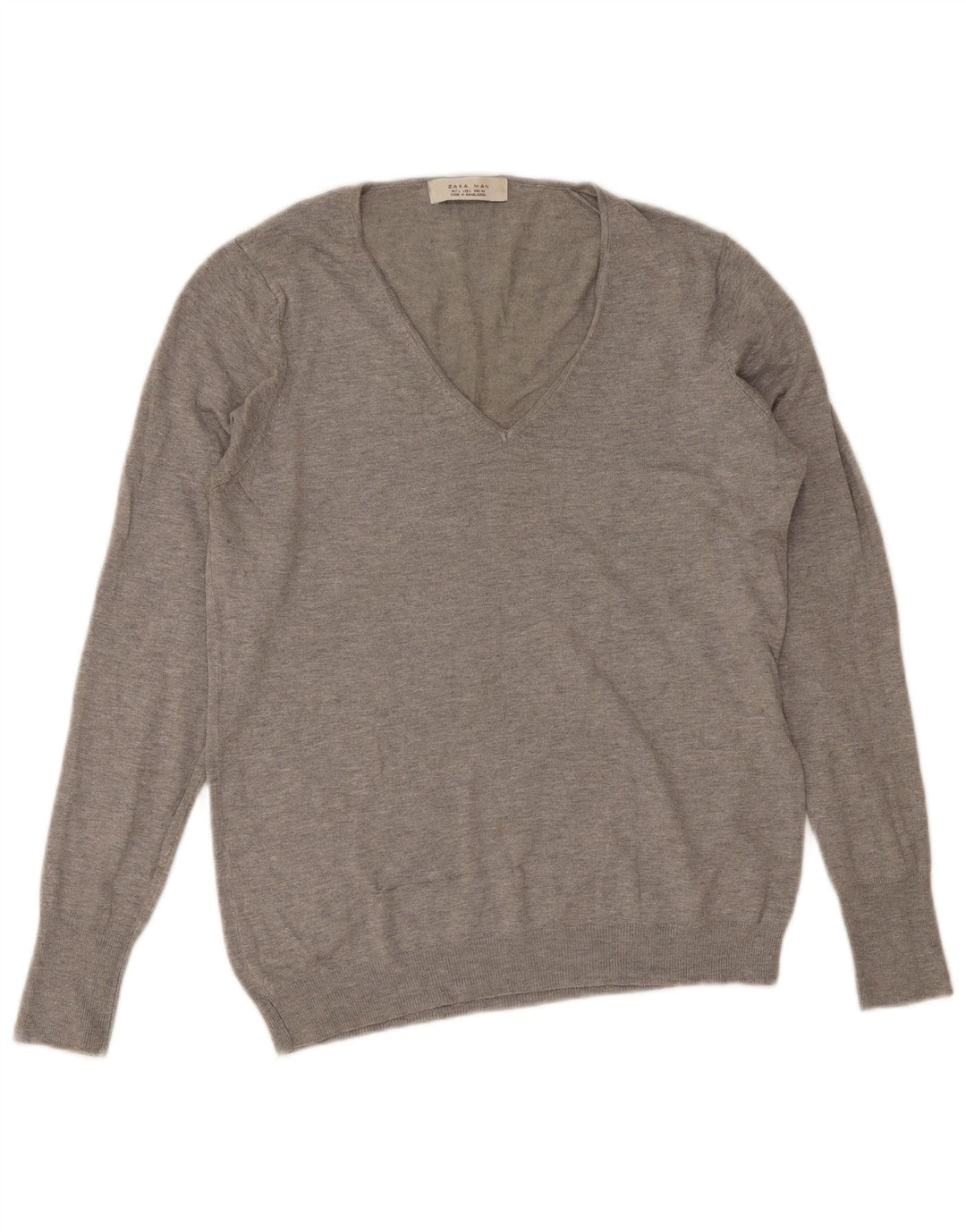 Zara Pull à col en V pour homme Taille L Gris