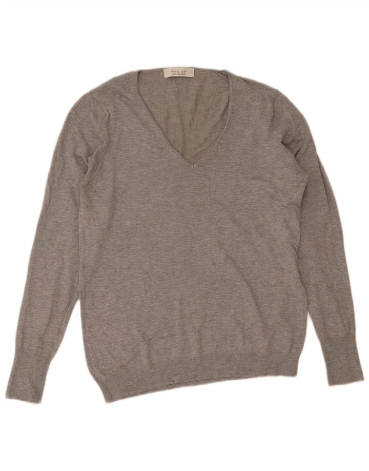 Zara Pull à col en V pour homme Taille L Gris