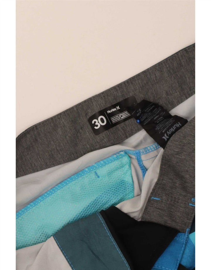 Hurley Short de Bain Graphique Homme Bleu Moyen Polyester Colorblock