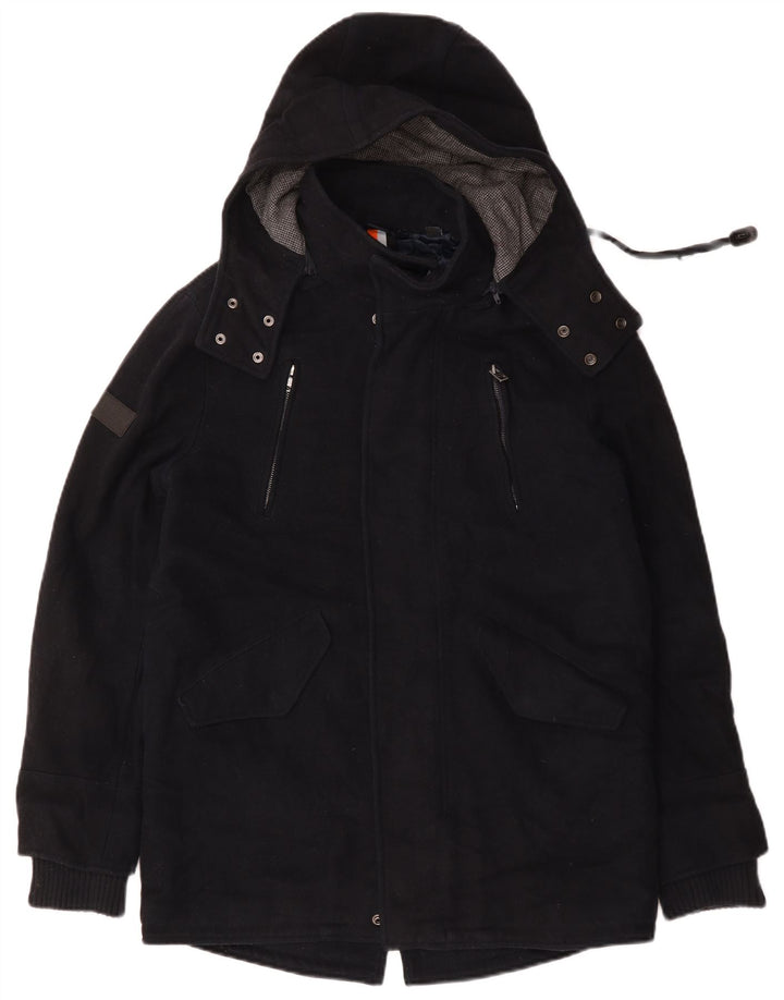 Superdry Parka à capuche pour homme UK 36 Small Bleu marine Laine