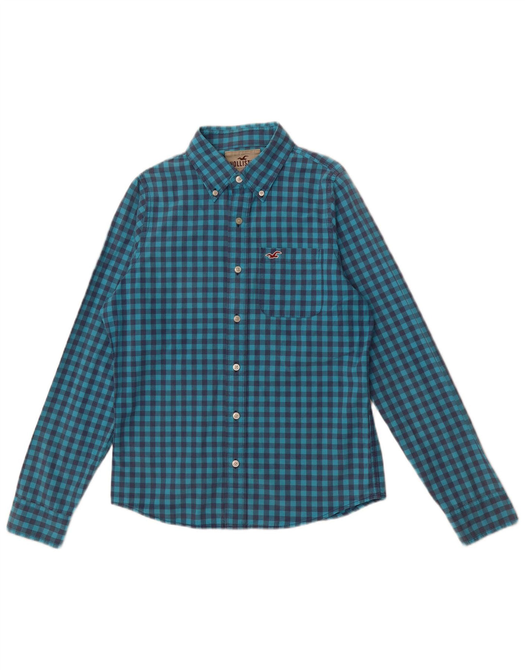 HOLLISTER Mens Shirt Medium Blue Gingham Cotton