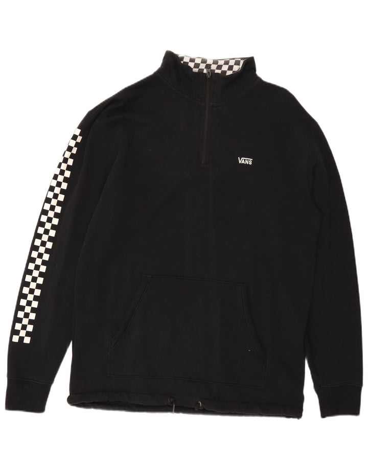 VANS Sweat-shirt à col zippé pour homme en coton géométrique noir moyen