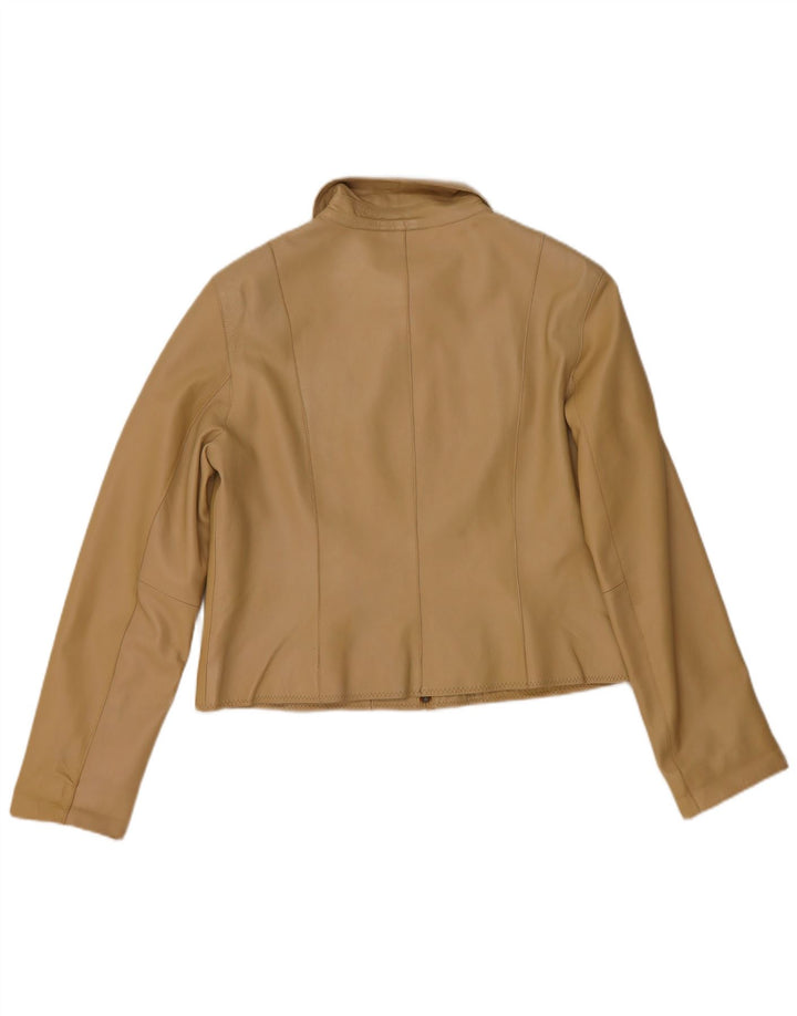 Helium Veste en cuir crop pour femme UK 14 Cuir beige moyen