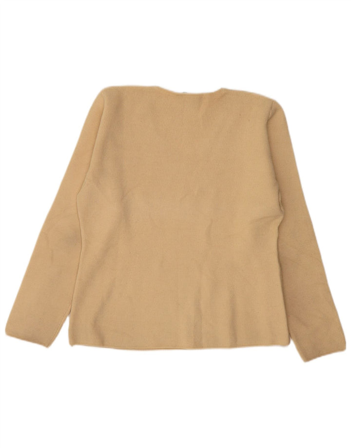 Zara Femme Pull Col V UK 16 Large Beige Laine