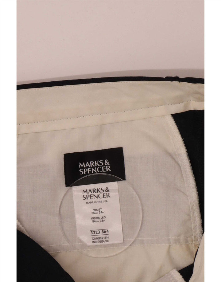 Marks & Spencer Pantalon de costume pour homme W34 L33 Bleu marine Polyester