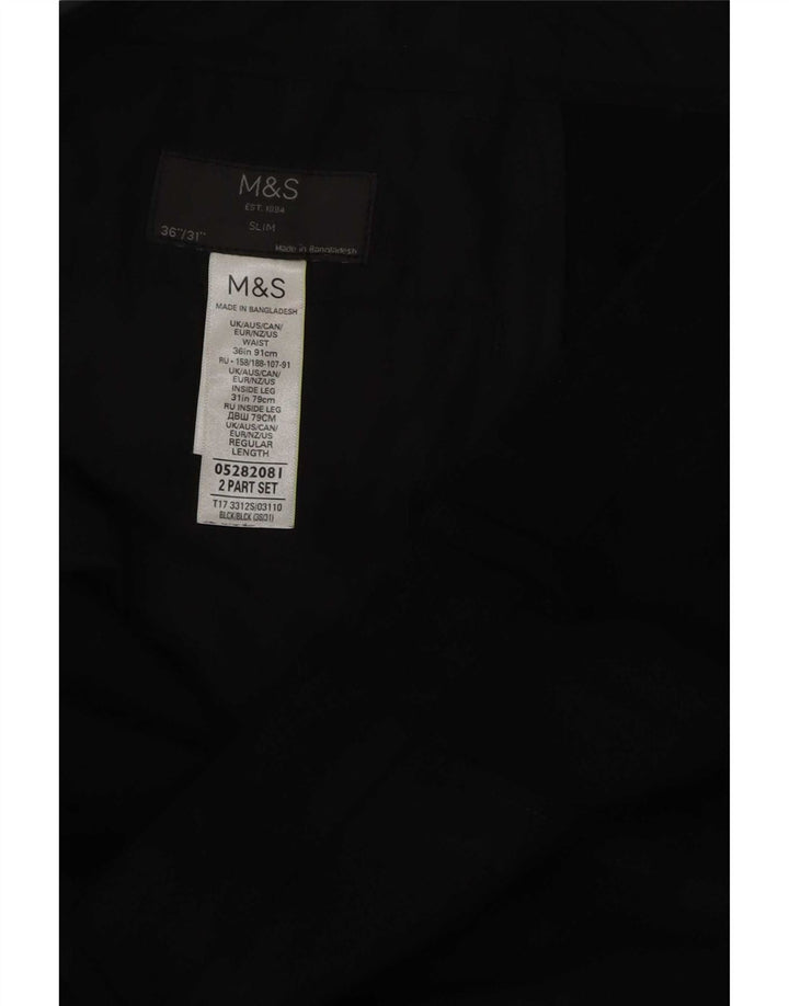 Marks & Spencer Pantalon Chino Slim Homme W36 L31 Noir Polyester
