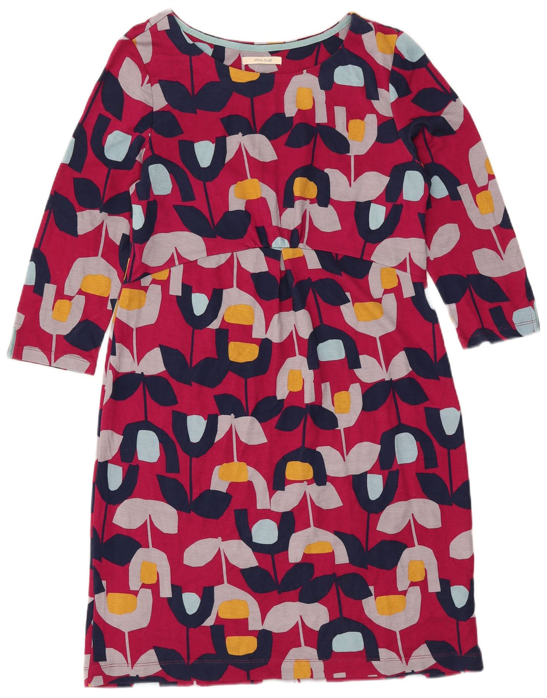 WHITE STUFF Robe fourreau à manches 3/4 pour femme UK 12 Rose moyen floral