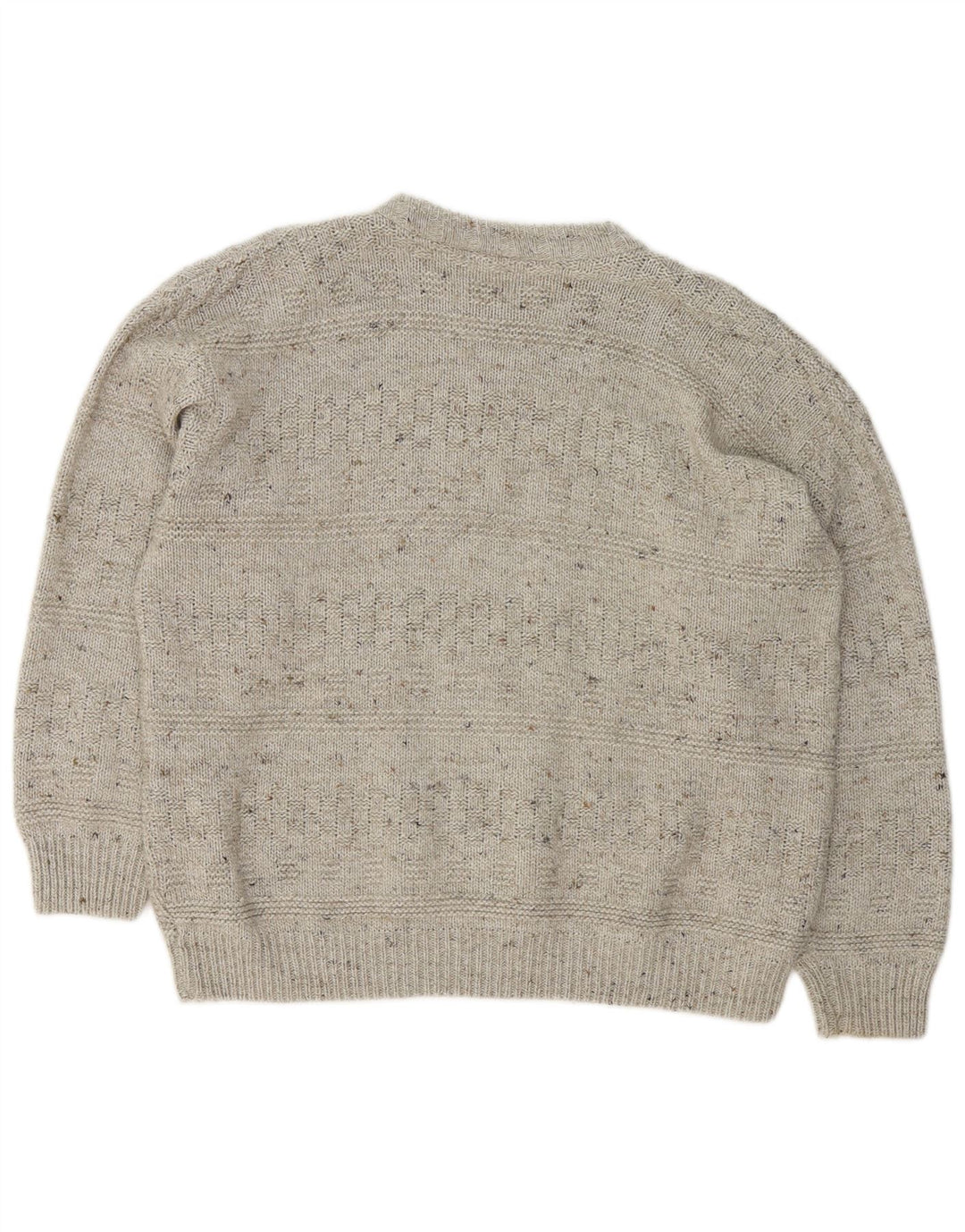 vintage Mens Crew Neck Jumper Pull Grand Gris