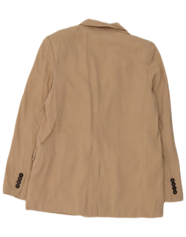 Zara Veste Blazer 1 Bouton Femme UK 6 XS Beige Lyocell