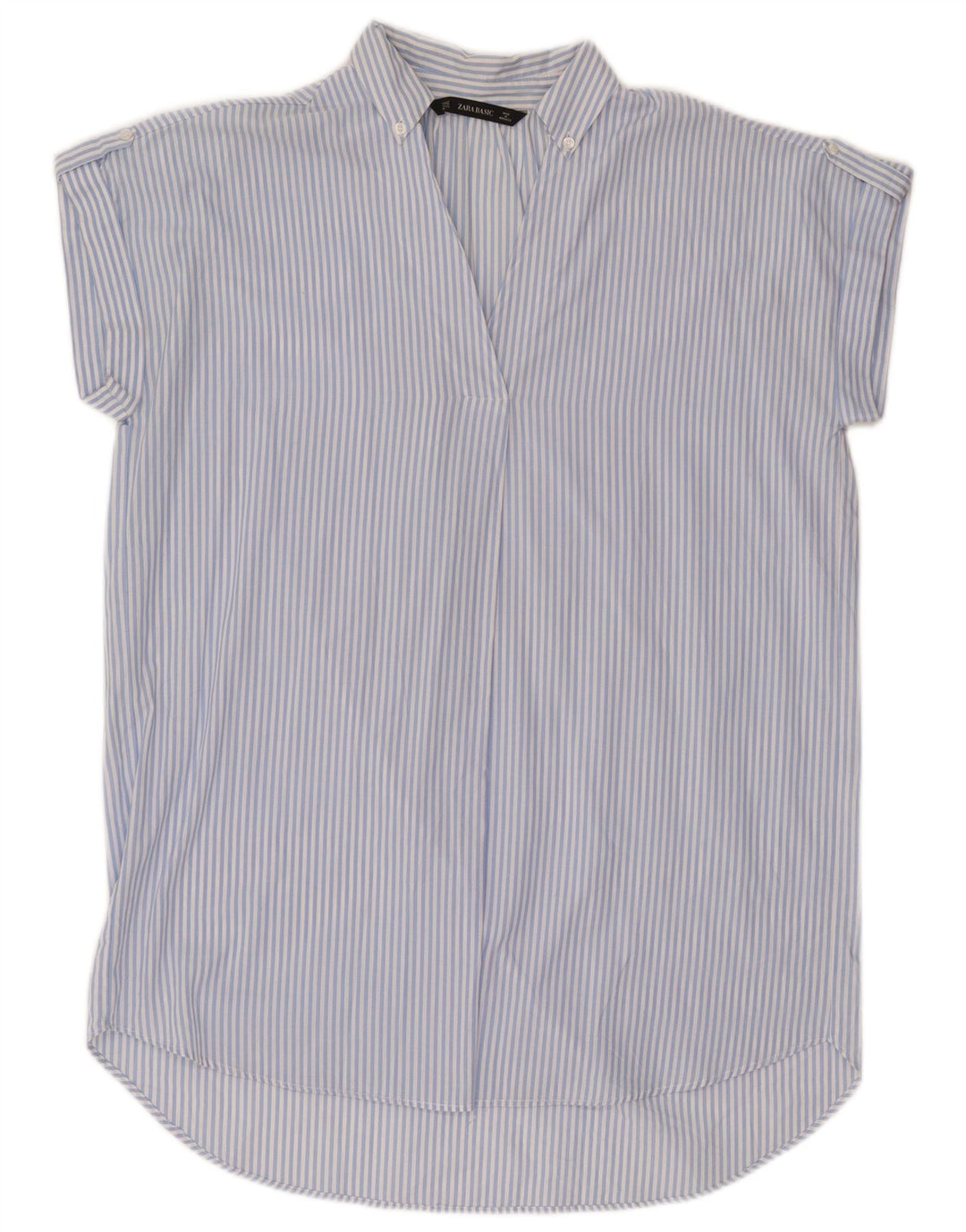 Zara Robe tunique surdimensionnée pour femme UK 14 Bleu moyen à fines rayures