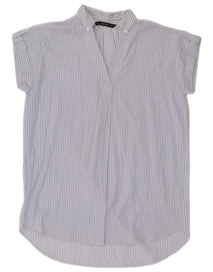 Zara Robe tunique surdimensionnée pour femme UK 14 Bleu moyen à fines rayures