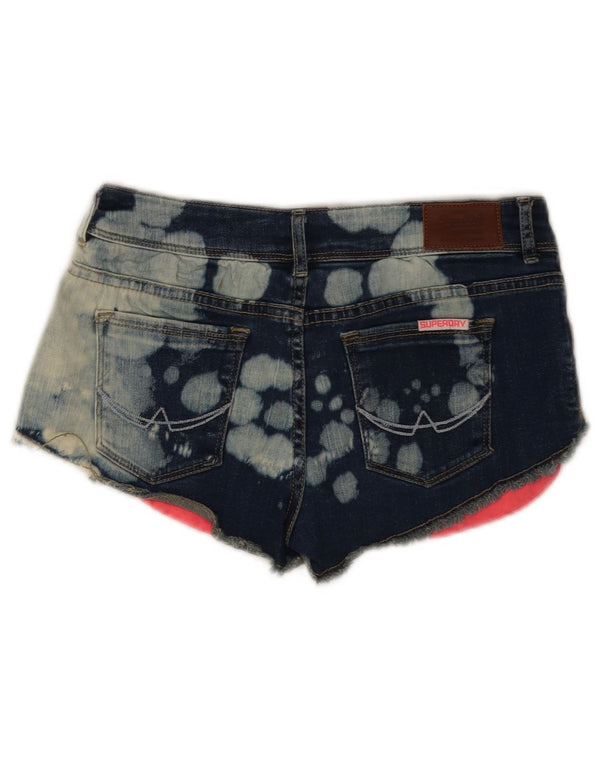 Superdry Pantalon chaud en denim délavé à l'acide W26 pour femme, petit coton bleu tie-dye