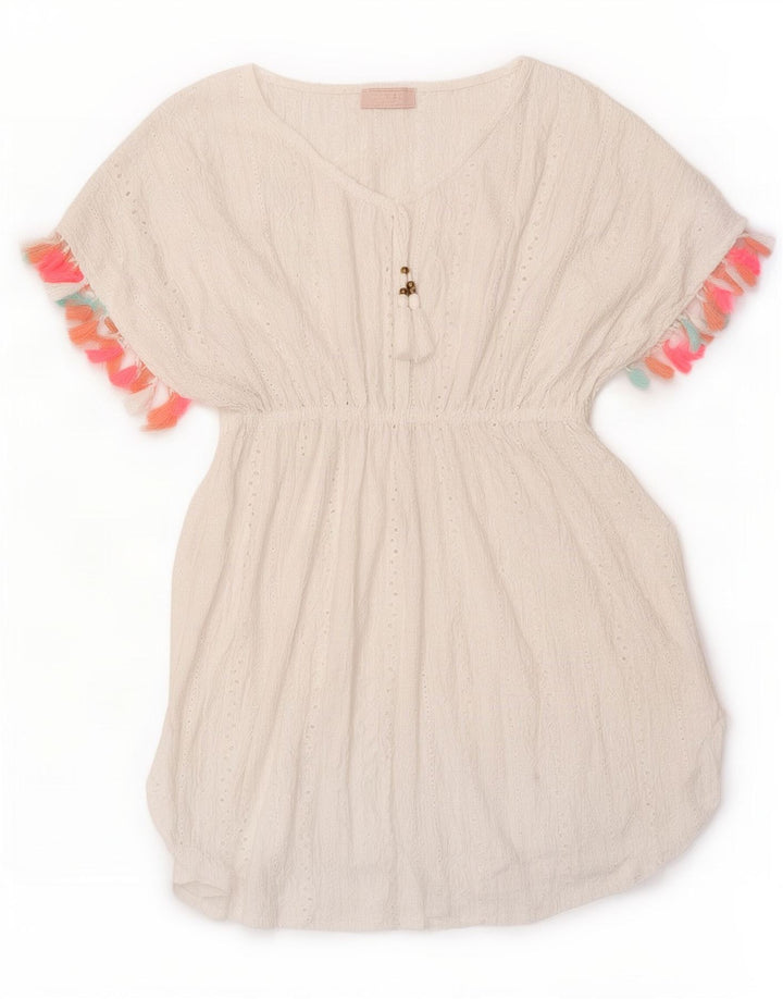 Lipsy Robe caftan de plage pour femme UK 8 Small Blanc