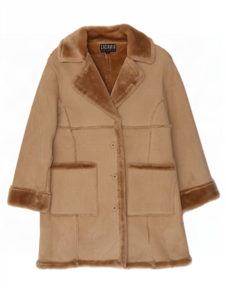 Casamia Manteau Sherpa surdimensionné pour femme UK 10 Petit polyester beige