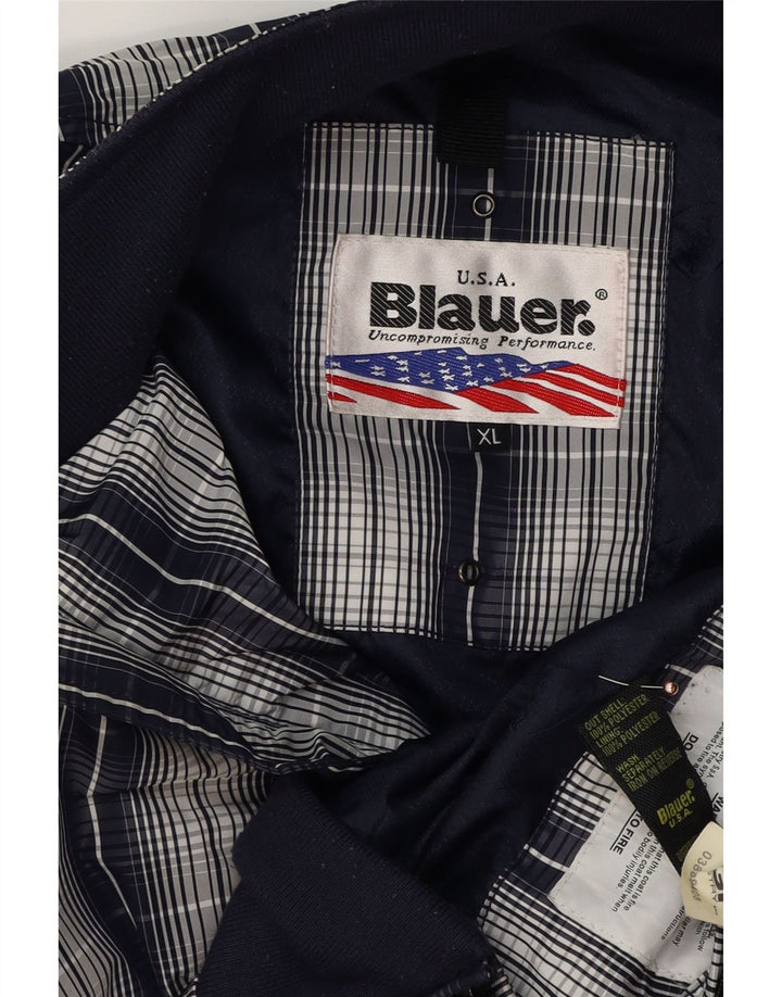 Blauer Veste Bomber Homme UK 42 XL Bleu Marine à Carreaux Polyester