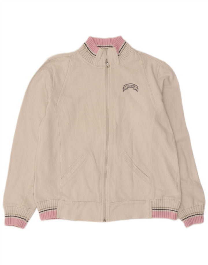 Champion Veste de survêtement pour femme UK 14 Medium Blanc Colorblock Coton