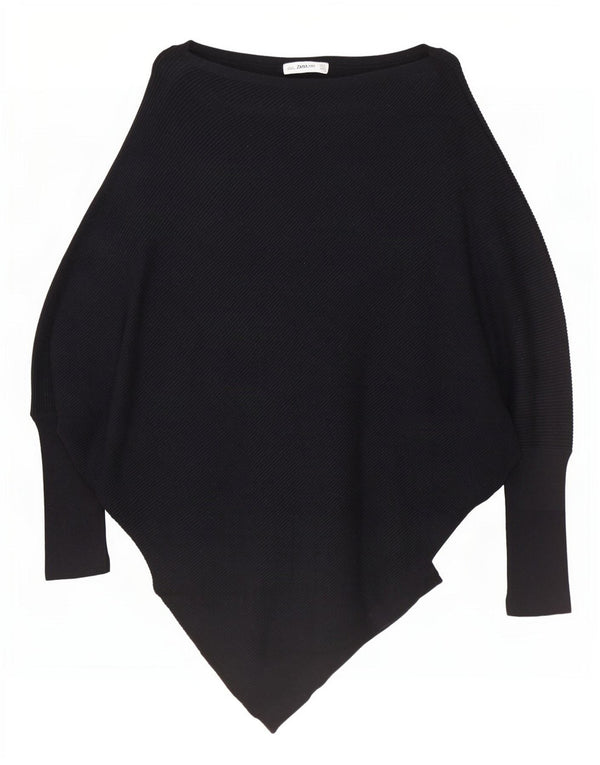 Zara Pull asymétrique surdimensionné à col bateau pour femme UK 10 Petit Noir