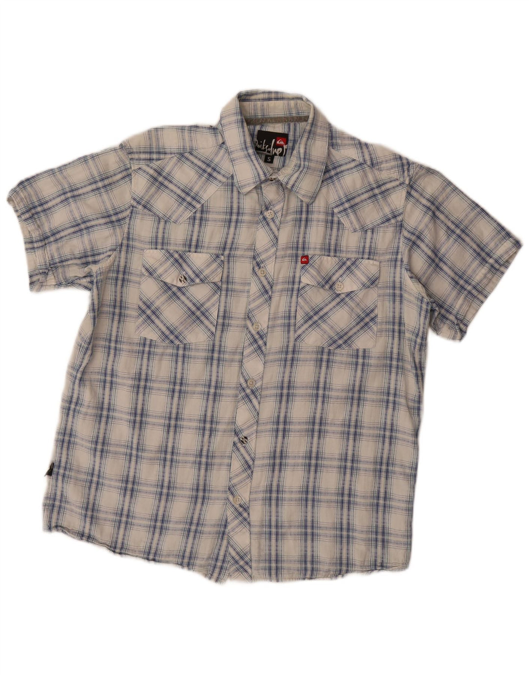 Quiksilver Chemise à Manches Courtes Homme Petit Carreau Bleu