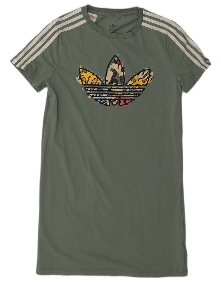 ADIDAS Robe T-Shirt Graphique Fille 13-14 ans Kaki Coton