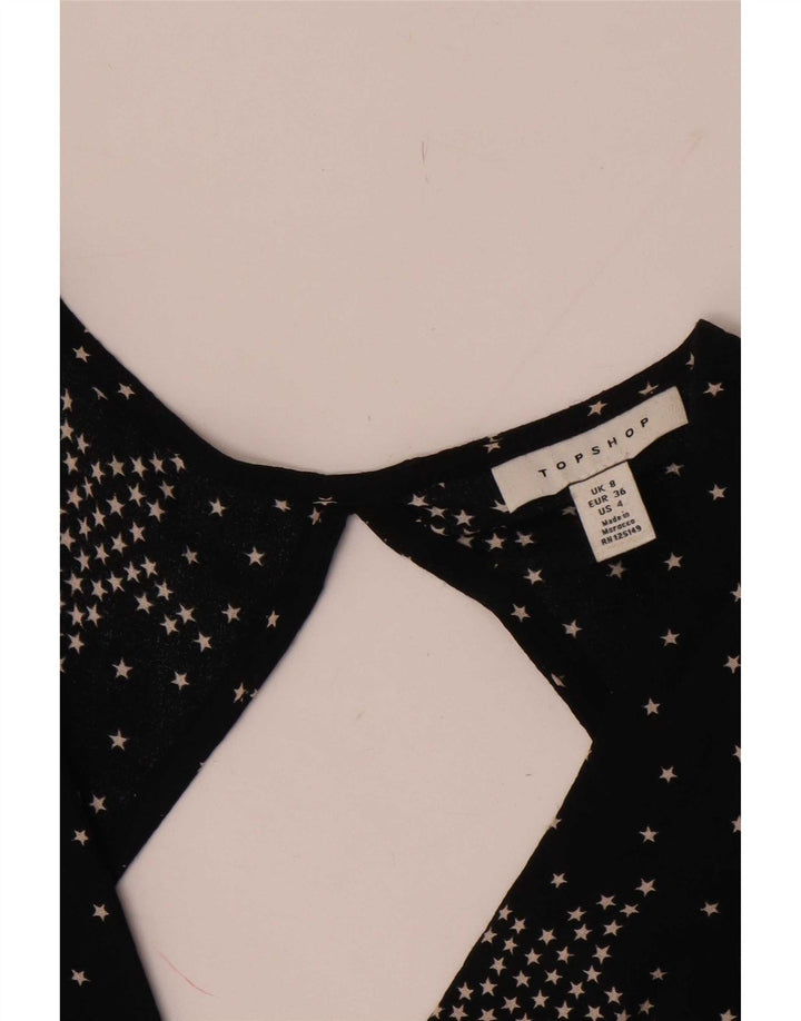Topshop Robe longue à motif abstrait pour femme UK 8 Small Noir à pois