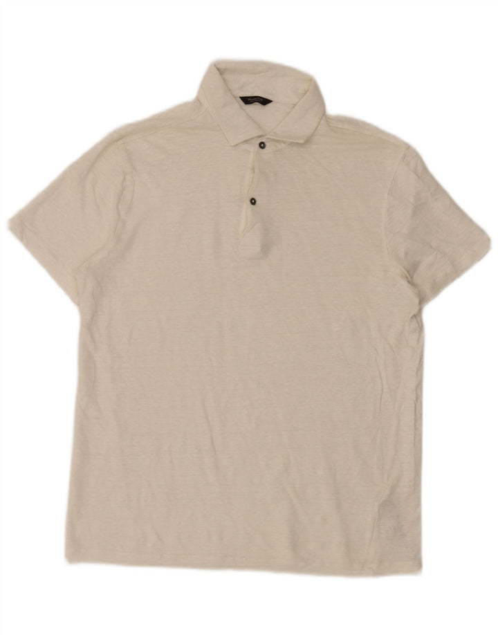 Massimo Dutti Polo Homme Grand Lin Moucheté Beige