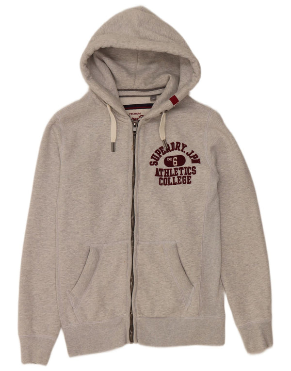 SUPERDRY Pull à capuche zippé graphique pour hommes, petit coton gris