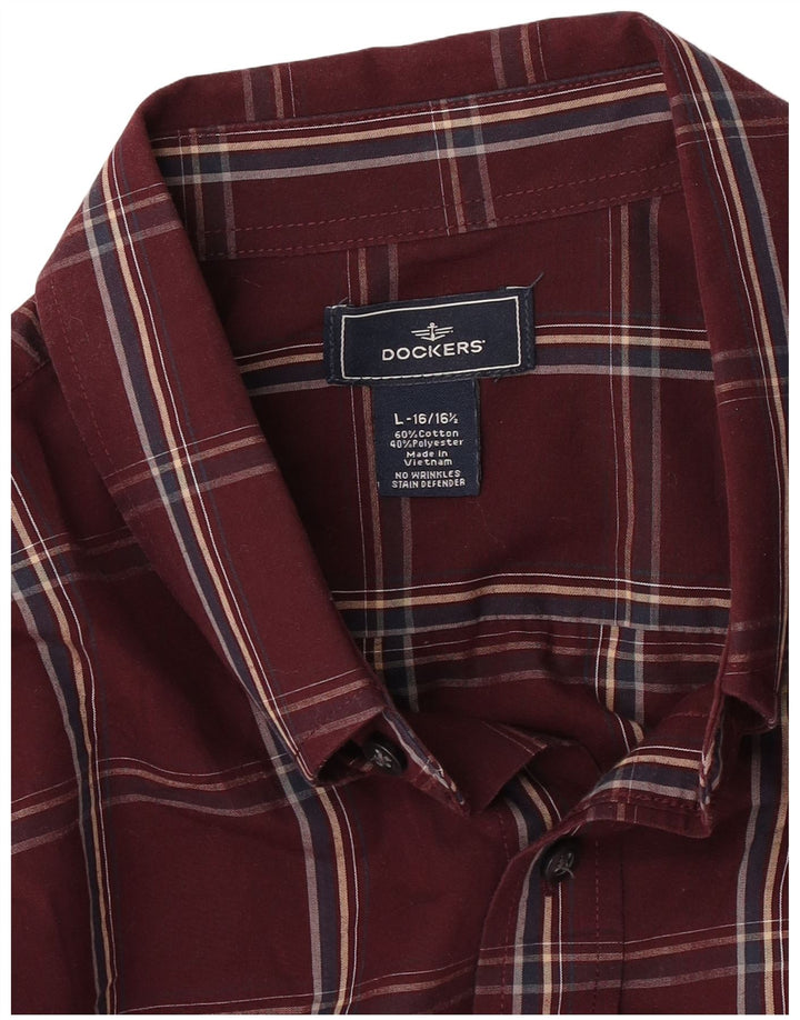 Dockers Chemise Homme Taille 16 16 1/2 Grand Coton à Carreaux Rouge
