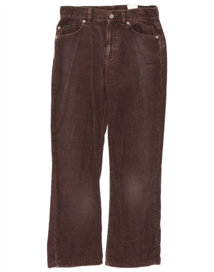 Calvin Klein Pantalon Bootcut en velours côtelé pour femme W27 L26 Marron Coton