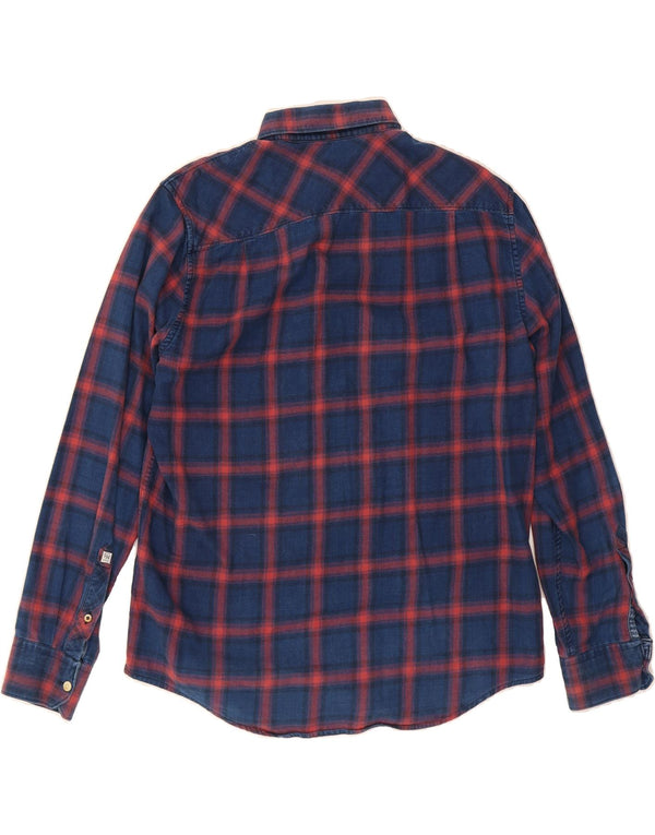 PEPE JEANS Mens Shirt Large Blue Check Cotton