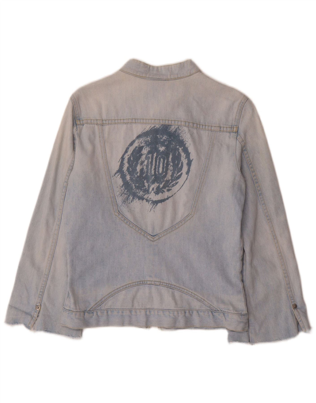 Diesel Veste en jean graphique pour femme UK 10 Petit coton bleu