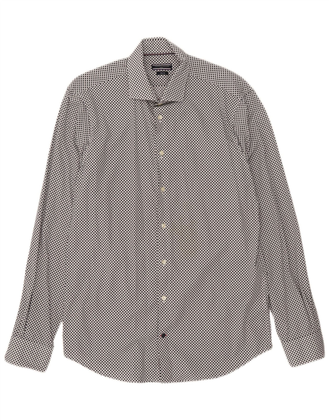 Tommy Hilfiger Chemise sur mesure pour homme Taille 41 16 Grand Bleu Marine à pois