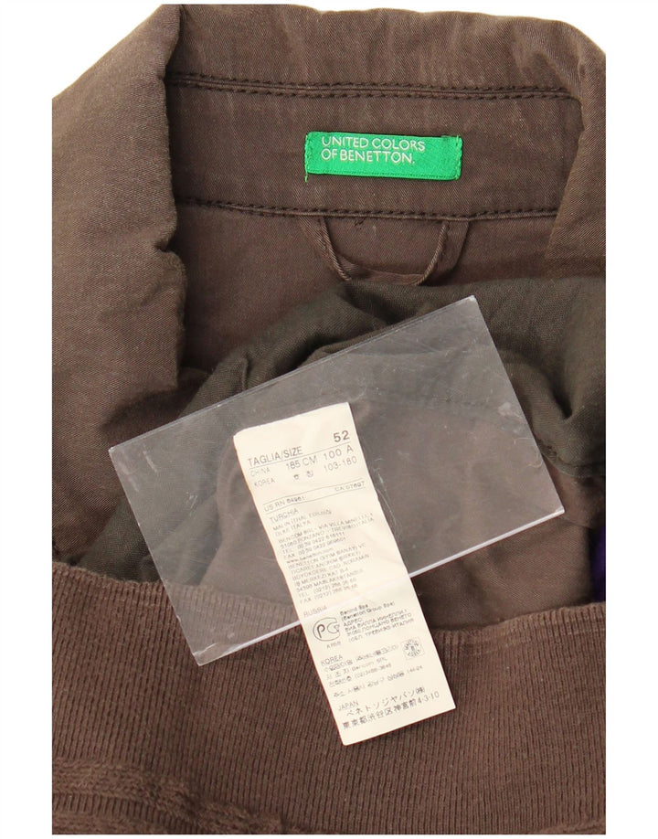 BENETTON Blouson Bomber Homme IT 52 XL Marron Coton
