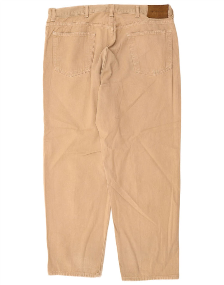 CALVIN KLEIN Pantalon décontracté droit pour homme W40 L30 Beige Coton