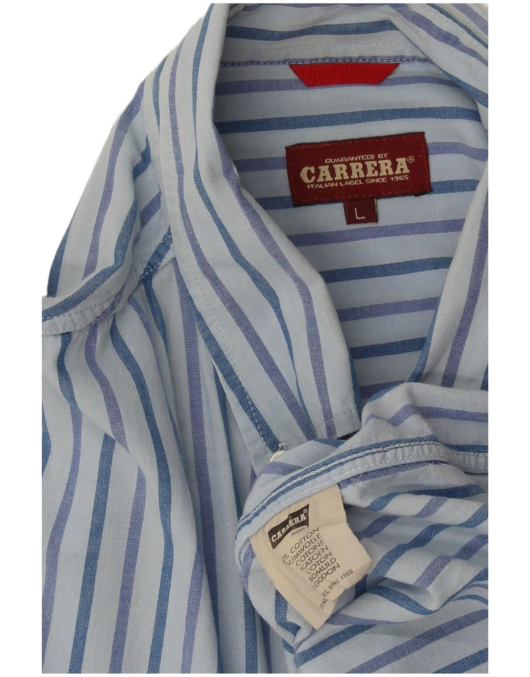 Carrera Chemise Homme Large Bleu Rayé Coton