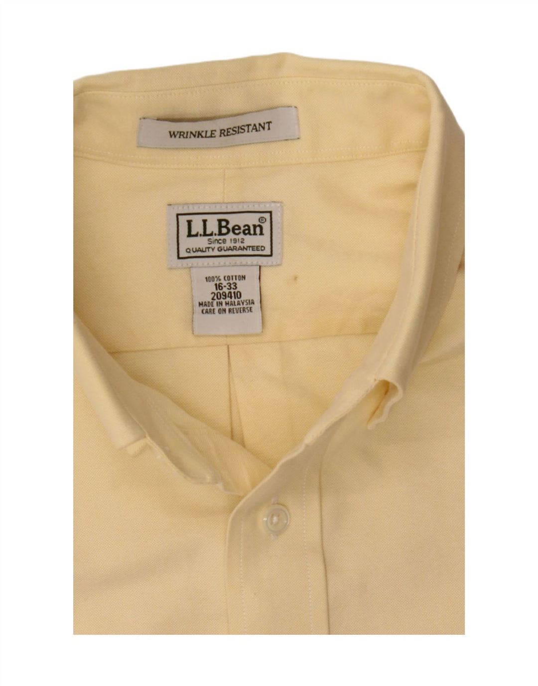 L.L.BEAN Mens Shirt Size 16 Large Yellow Cotton Vintage L.L.Bean and Second-Hand L.L.Bean from Messina Hembry 