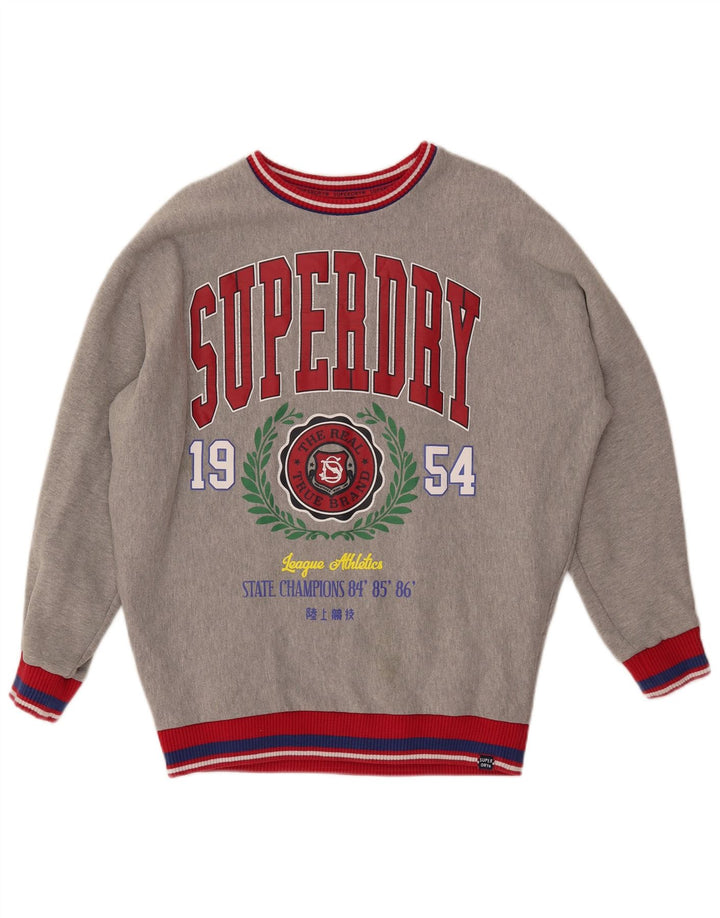 SUPERDRY Sweat-shirt graphique pour femme UK 8 Small Gris Colourblock