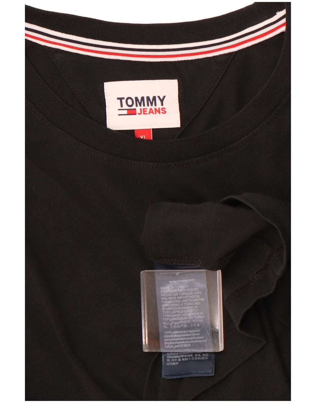 TOMMY HILFIGER T-Shirt Homme Top XL Noir Coton