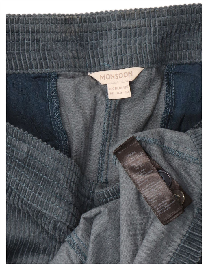 MONSOON Jupe en velours côtelé pour femme UK 16 Large W34 Coton vert