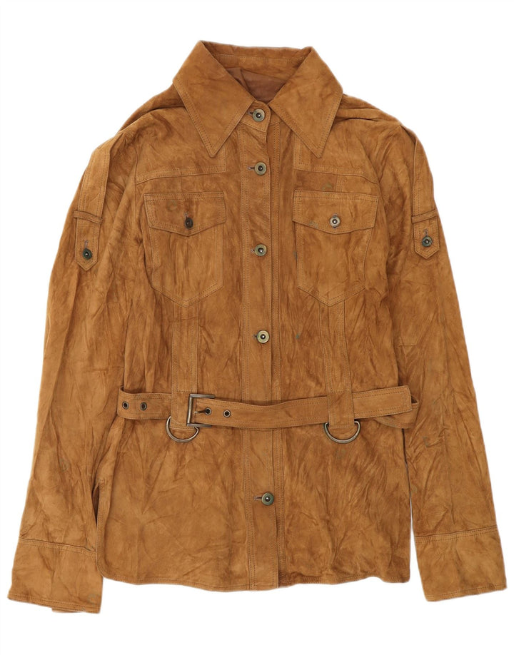 VINTAGE Veste militaire en daim pour femme IT 42 Cuir marron moyen