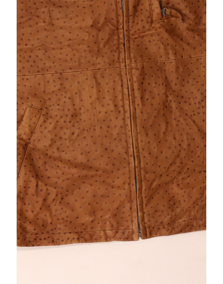 VINTAGE Gilet en cuir homme IT 56 3XL marron tacheté